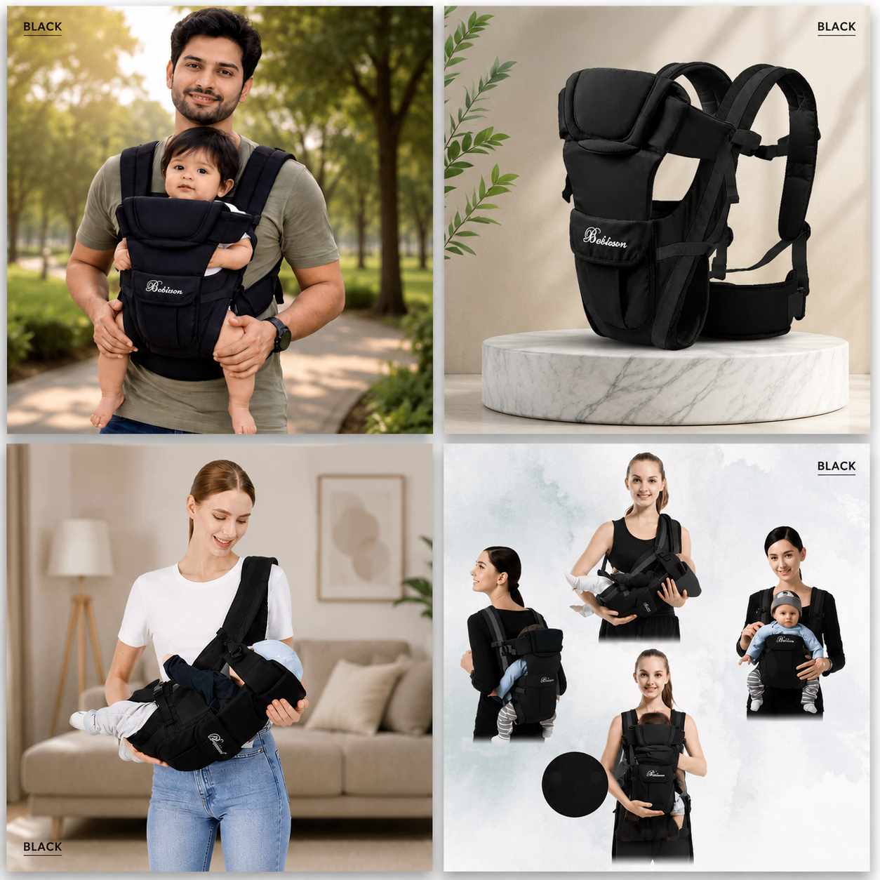 Bathbear Brand Baby Carrier Bag (0–16 kg Weight Capacity) – Black Color Copy
