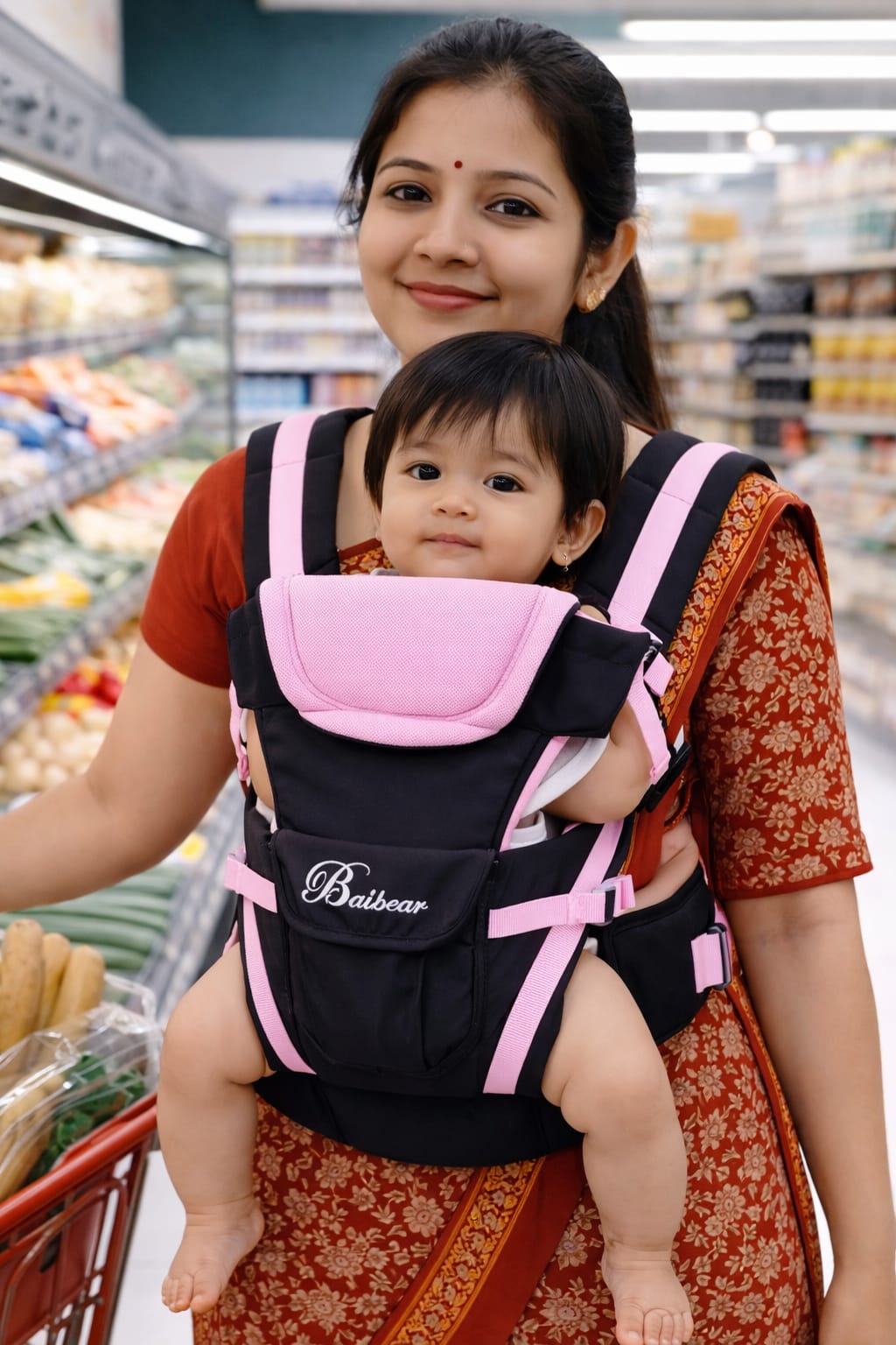 Bathbear Brand Baby Carrier Bag (0–16 kg Weight Capacity) – Pink Color